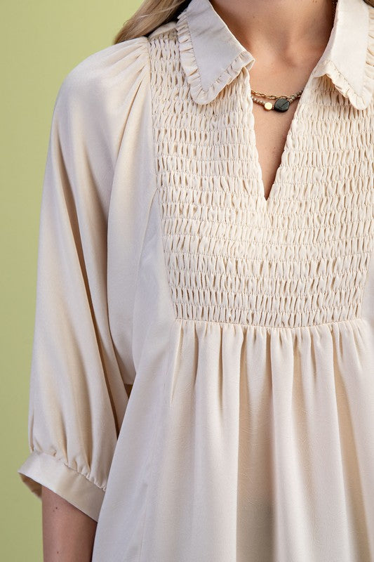 Satin V-Neck Blouse