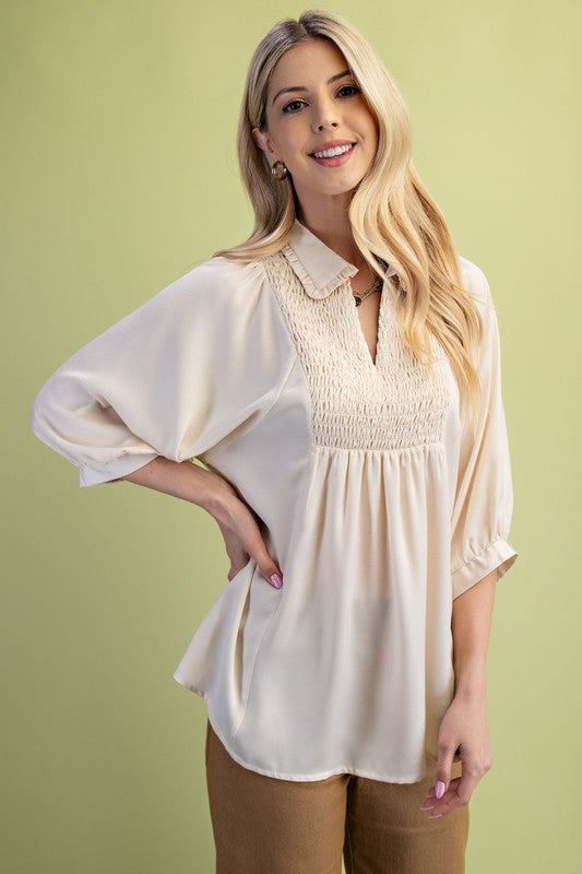 Satin V-Neck Blouse