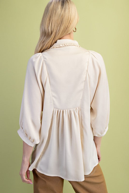 Satin V-Neck Blouse
