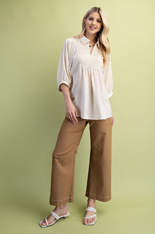 Satin V-Neck Blouse