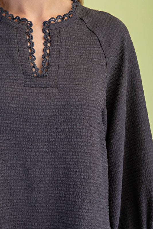 Textured Long Sleeve Top