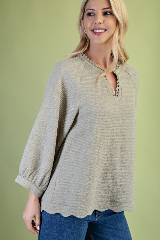 Textured Long Sleeve Top