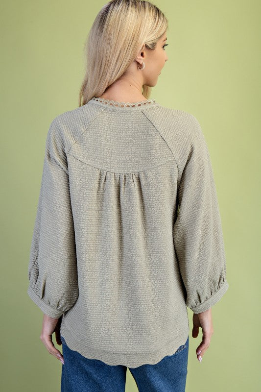 Textured Long Sleeve Top