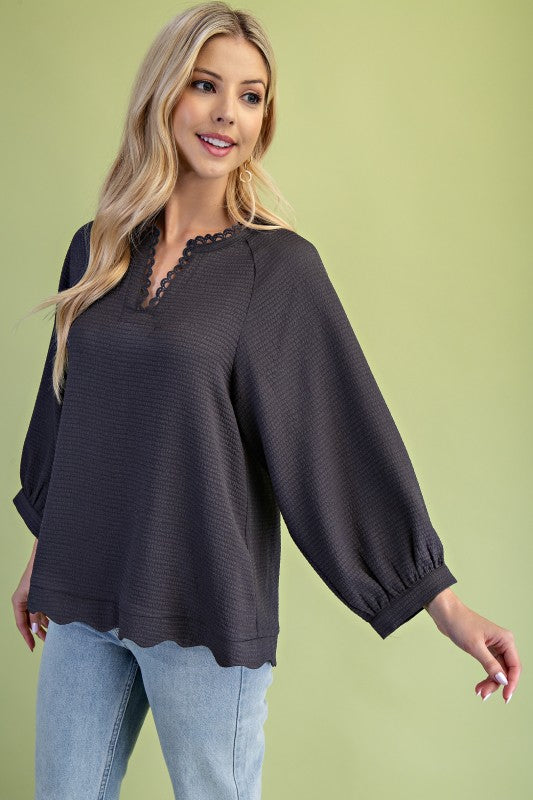 Textured Long Sleeve Top