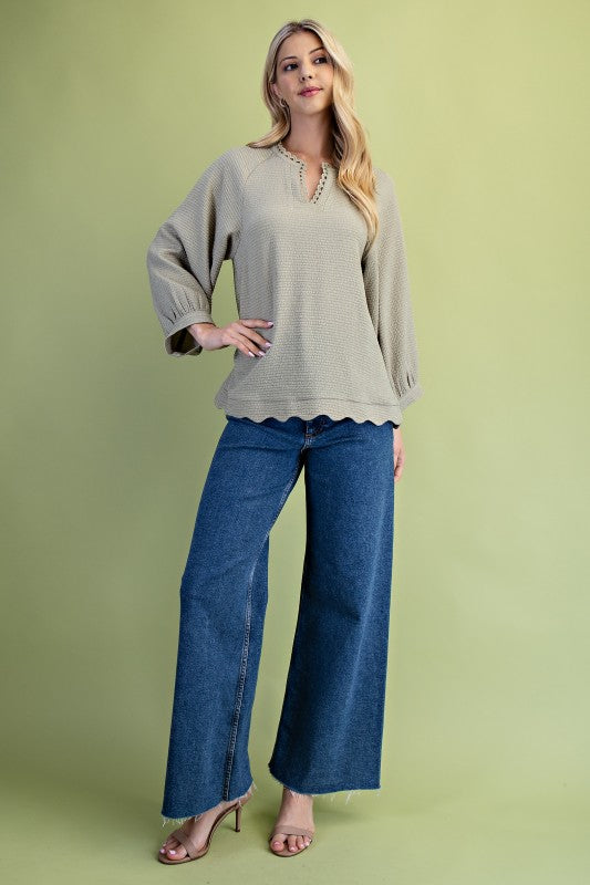 Textured Long Sleeve Top