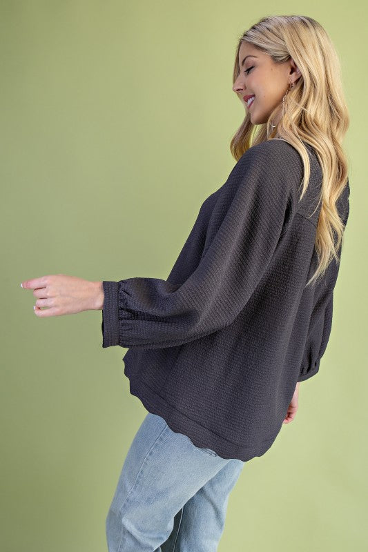 Textured Long Sleeve Top