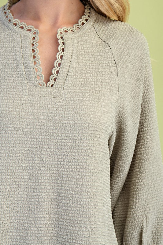 Textured Long Sleeve Top
