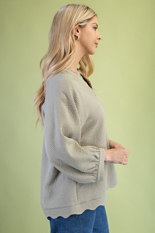 Textured Long Sleeve Top
