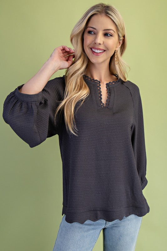 Textured Long Sleeve Top