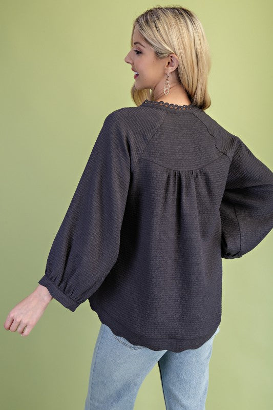 Textured Long Sleeve Top
