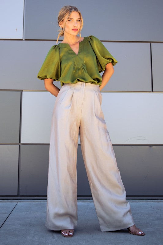 Crowd Stares Silky Blouse