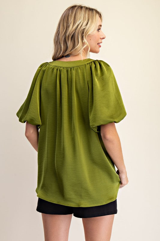 Crowd Stares Silky Blouse