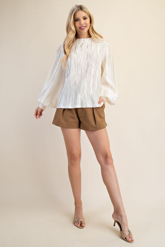 Mock-neck Long Sleeve Top