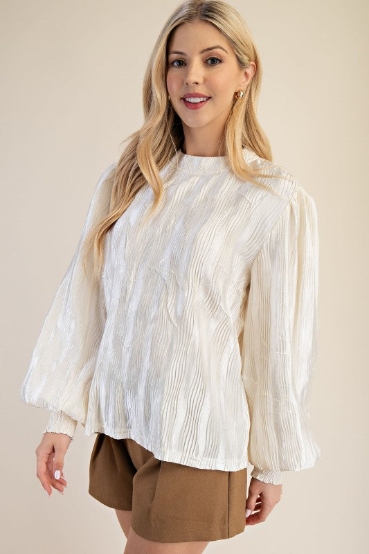 Mock-neck Long Sleeve Top