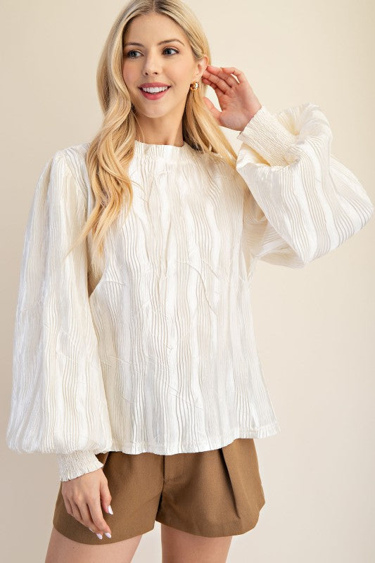 Mock-neck Long Sleeve Top