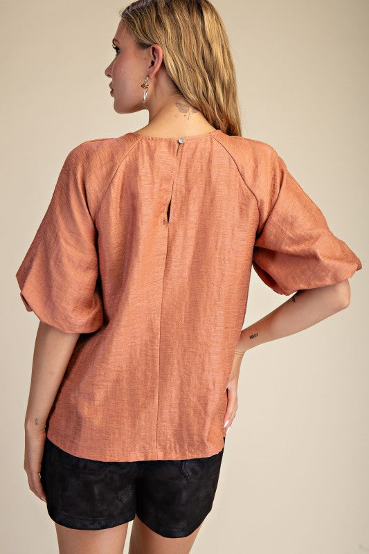 Short Bubble Hem Sleeve Top