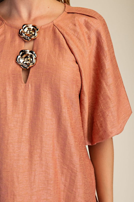 Short Bubble Hem Sleeve Top