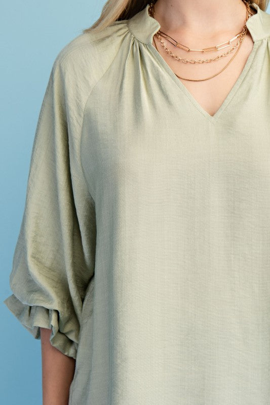Scalloped Edged V-Neck Blouse