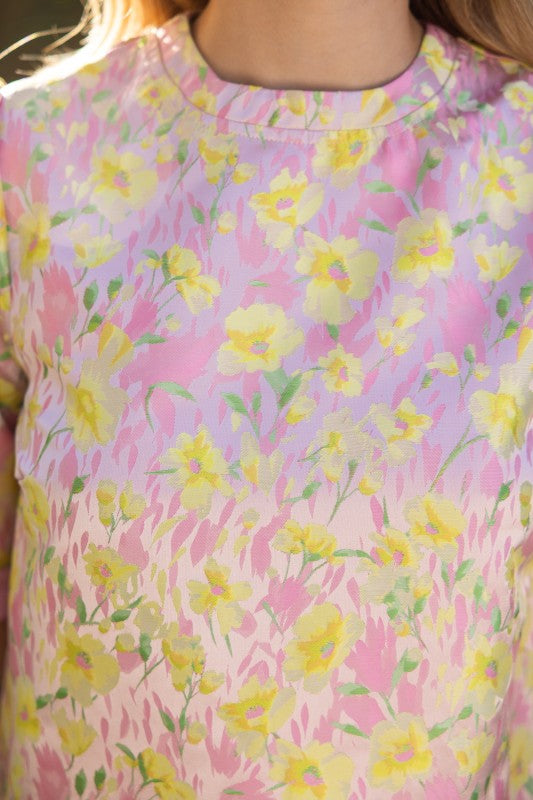 Wavy Trim Detailed Floral Top
