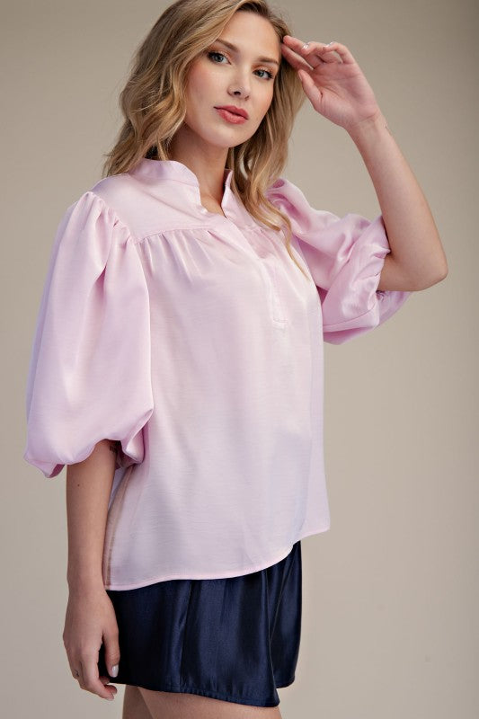Bubble Sleeve Poplin Top