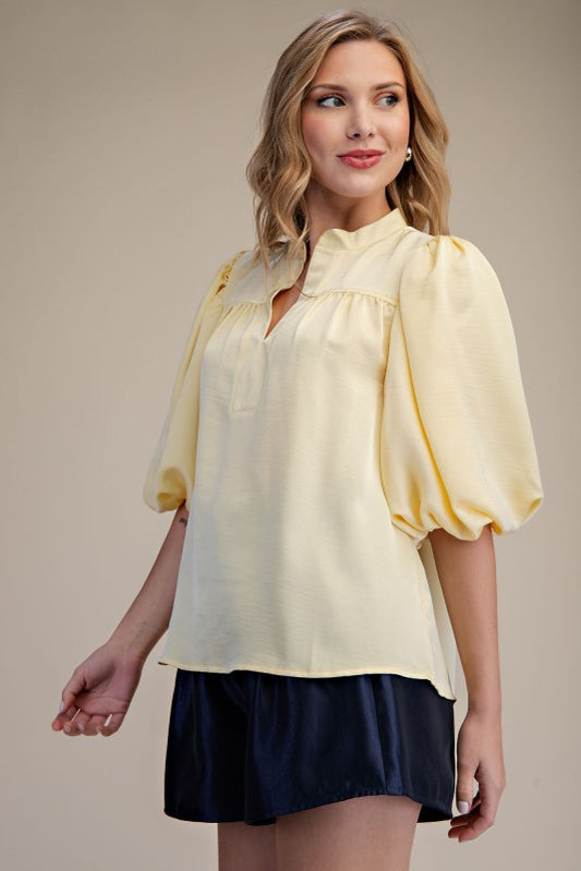 Bubble Sleeve Poplin Top