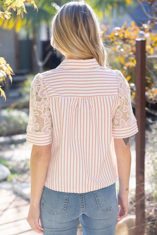 Lace Mixed Fabric Top