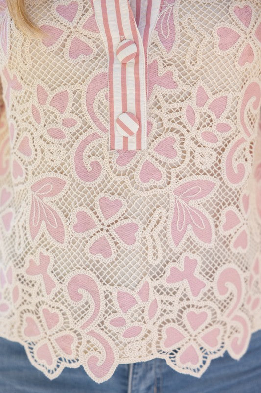 Lace Mixed Fabric Top