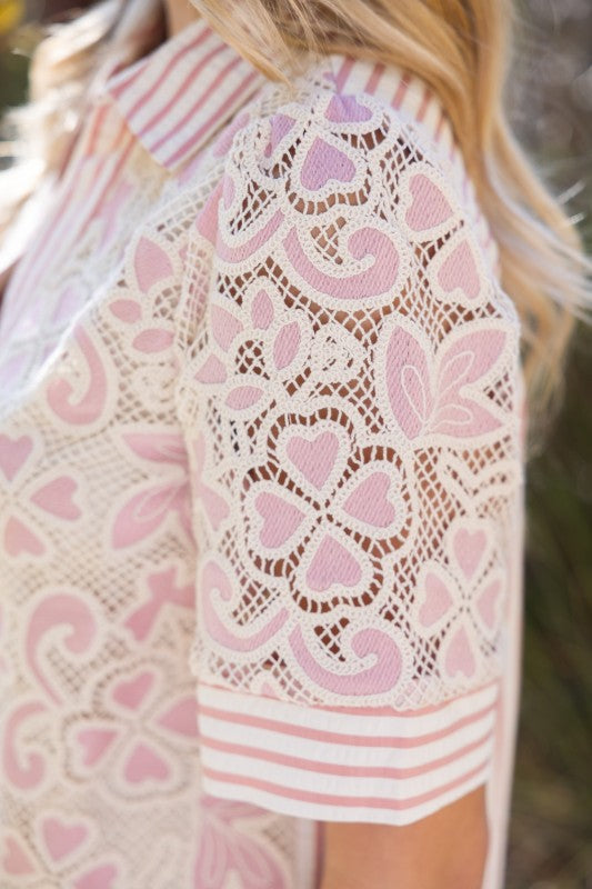 Lace Mixed Fabric Top