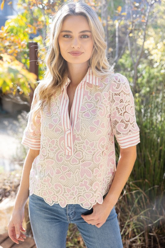 Lace Mixed Fabric Top