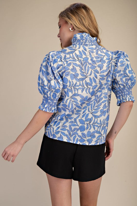 Smocked Puff Sleeve Blouse