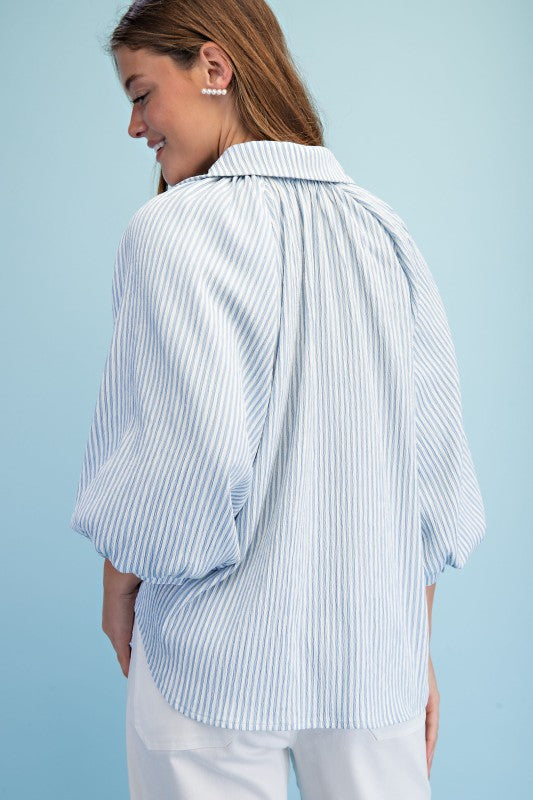 Striped Balloon Blouse