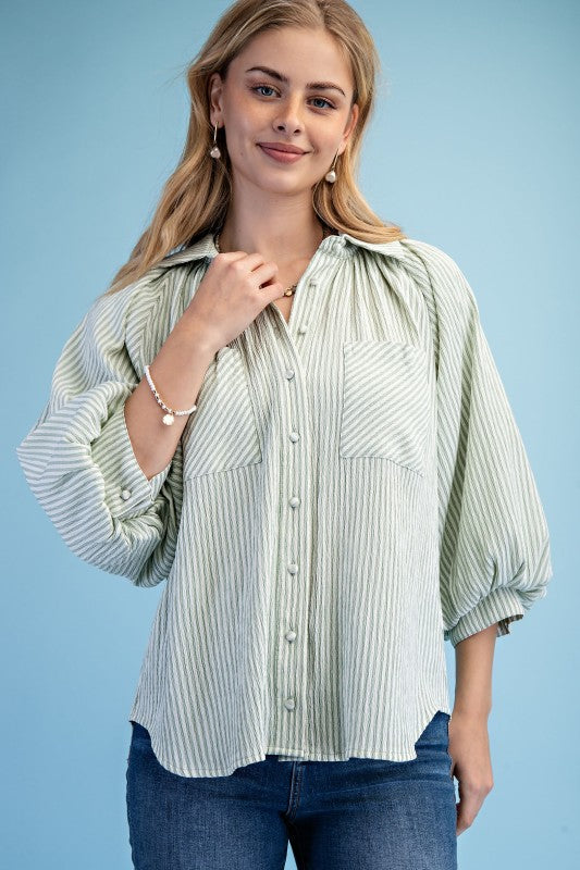 Striped Balloon Blouse