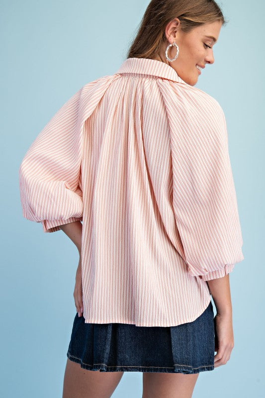 Striped Balloon Blouse