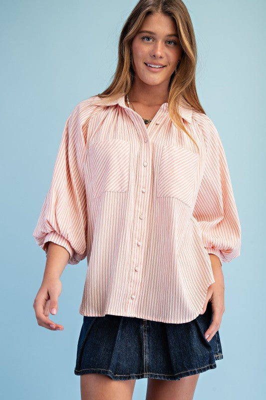 Striped Balloon Blouse