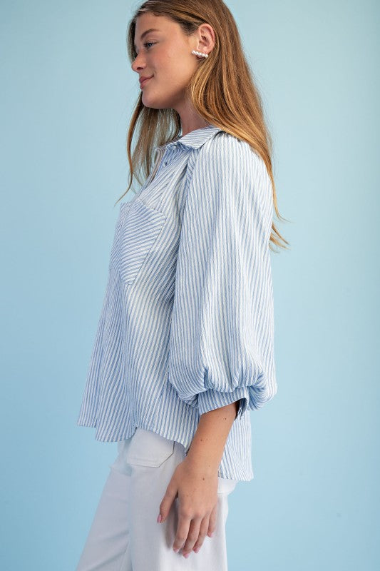 Striped Balloon Blouse