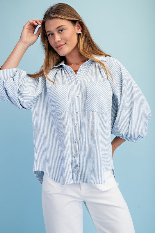 Striped Balloon Blouse