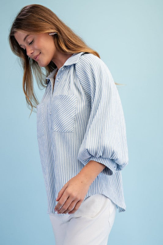 Striped Balloon Blouse