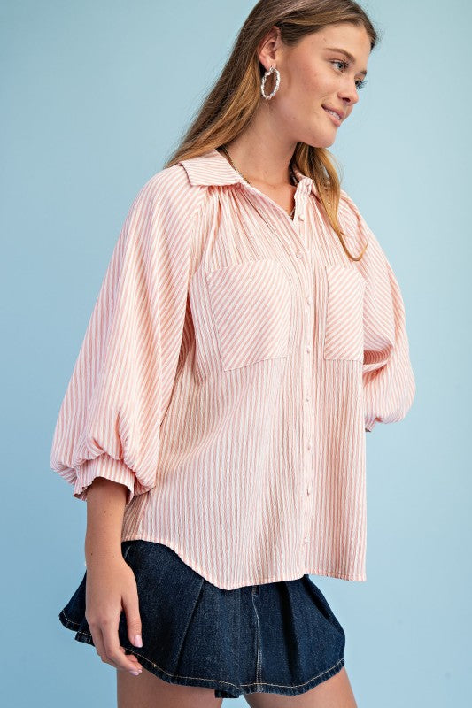 Striped Balloon Blouse