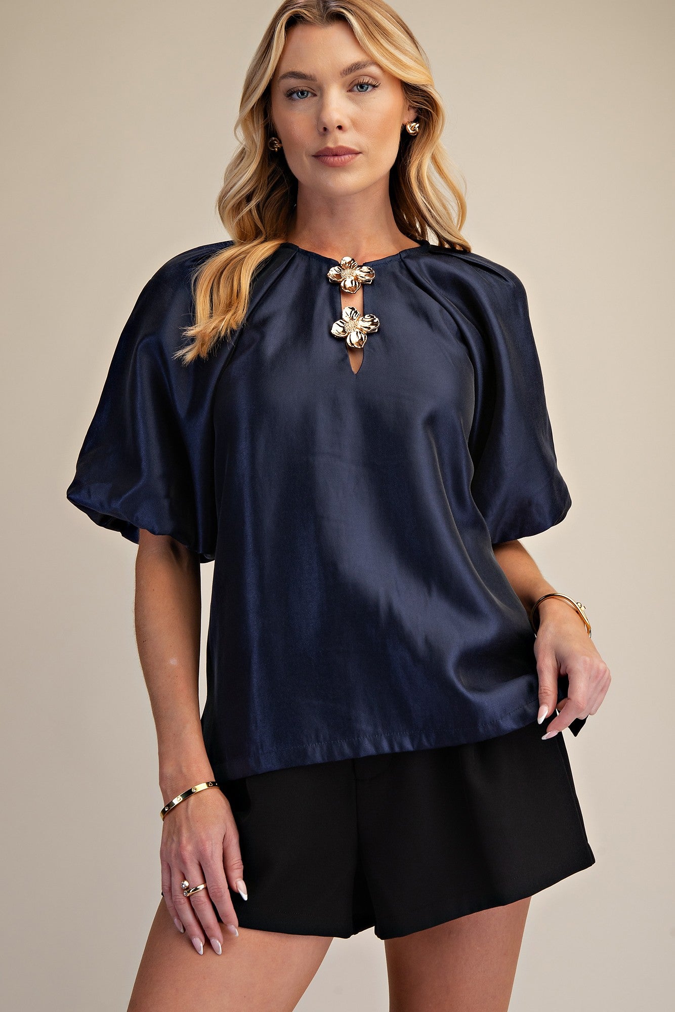 Bubble Hem Sleeve Top
