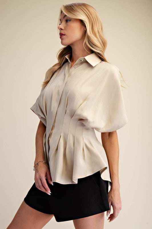 Pleated Poplin Shirt