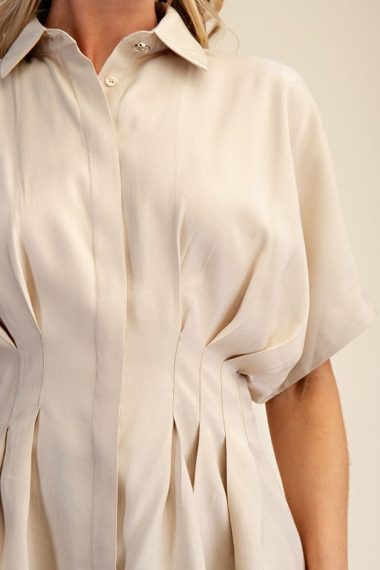 Pleated Poplin Shirt