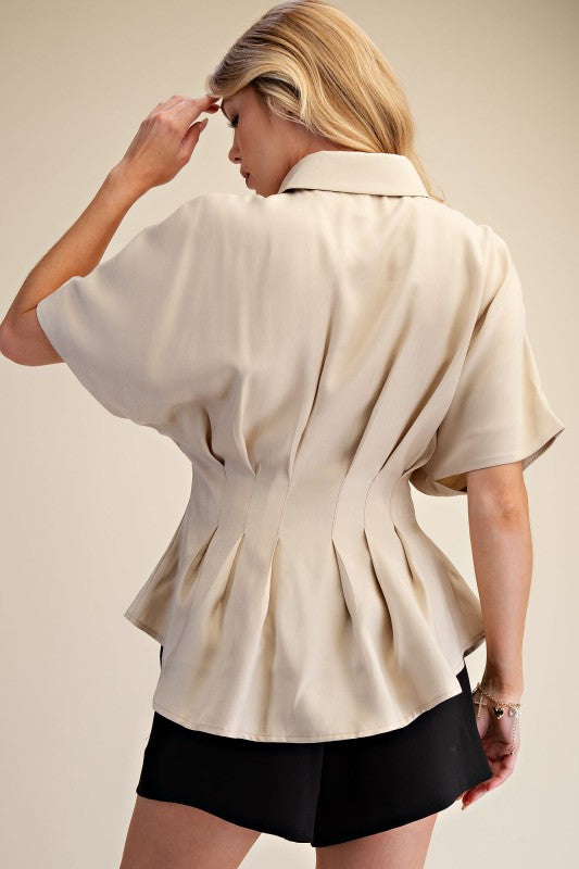 Pleated Poplin Shirt