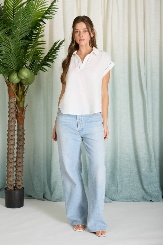 LINE LACE TRIM DETAIL TOP