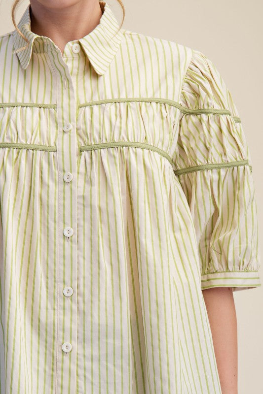 Contrast Detail Stripe Shirt