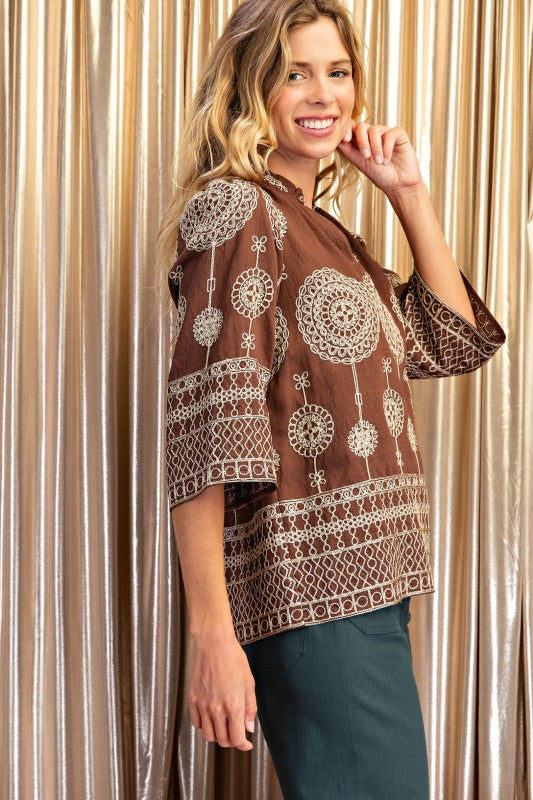 Metallic Embroidered Blouse