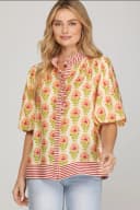 RUFFLED NECK  TOP