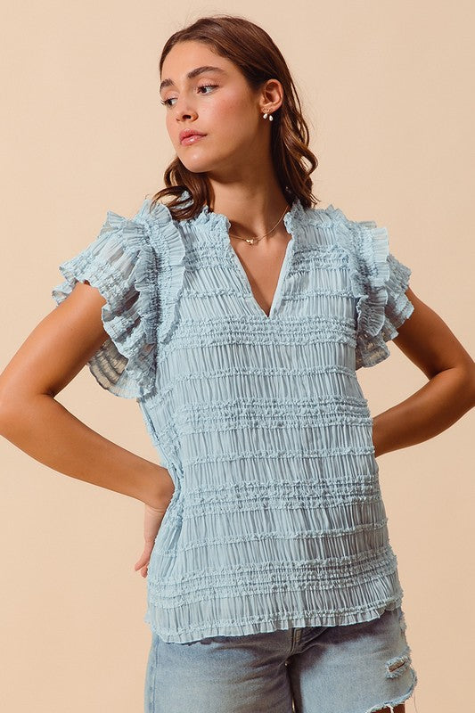 ELEGANT BOHO TOP WITH RUFFLES
