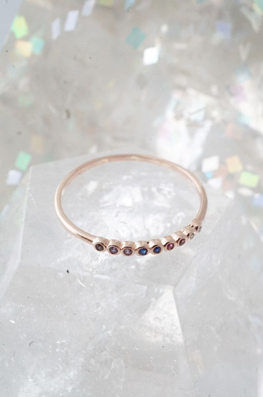 Rainbow Tiny Crystal Bezel Ring