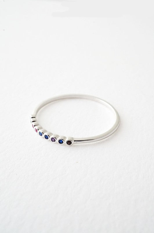 Rainbow Tiny Crystal Bezel Ring