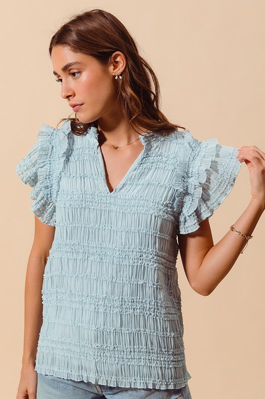 ELEGANT BOHO TOP WITH RUFFLES